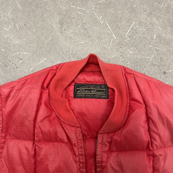 RARE Vintage Eddie Bauer Goose Down Quilted Cherry Red Vest - Picture 1 of 5